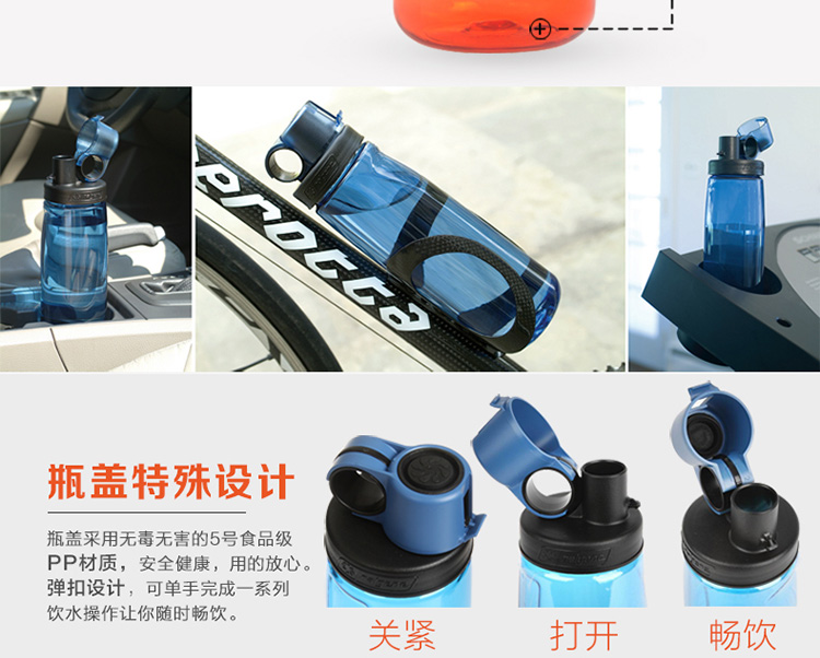 
                                                                                乐基因（nalgene）美国原装进口自行车载塑料杯子 户外便携随行 运动学生防摔骑行水杯650ml 2590-8024 灰色透明                