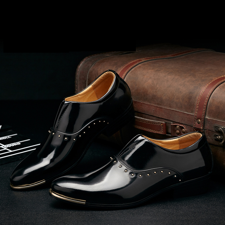 翠迪鸟 时尚青年鞋舞台走秀鞋男士休闲皮鞋朋克约会款透气男鞋 黑色