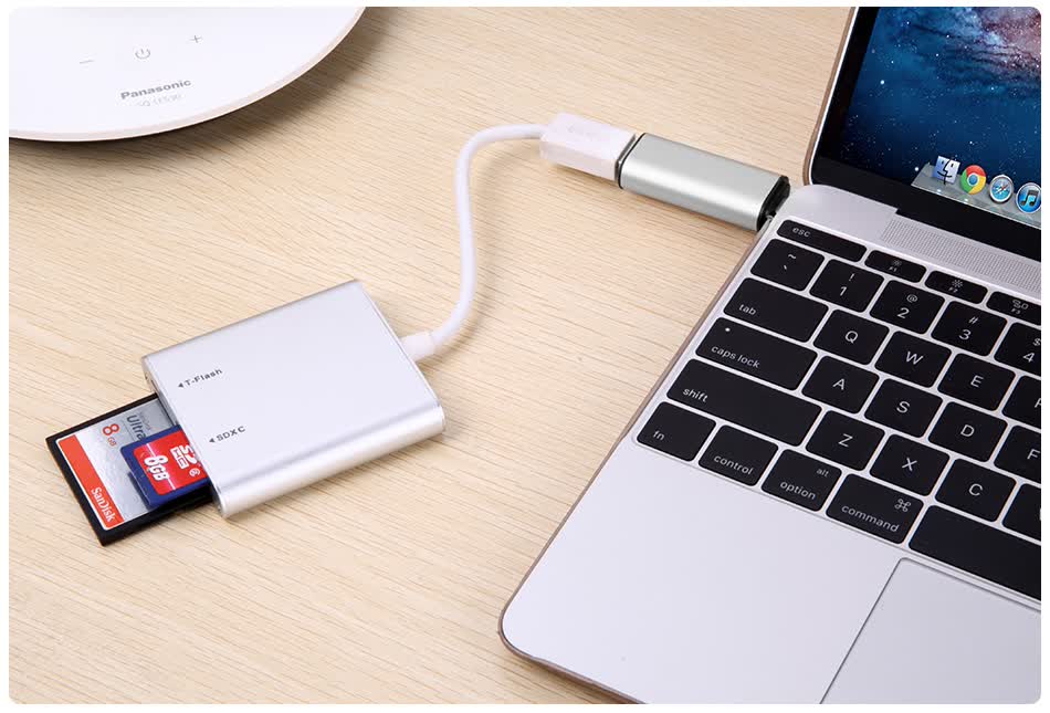 倍晶苹果12寸笔记本type-c转usb3.1转接头macbook充电转换器 金色