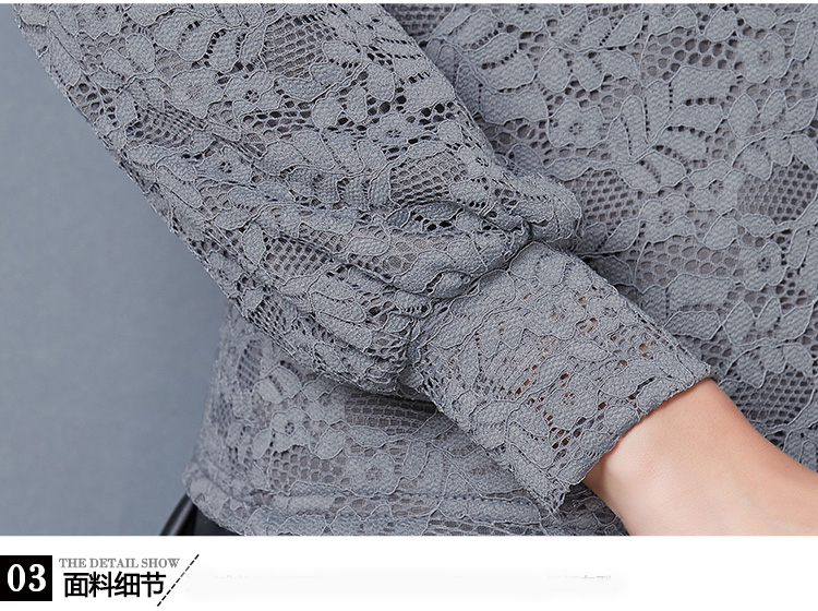 雷格美 2016秋冬季新款蕾丝衫女秋加绒加厚高领打底衫女时尚修身上衣女 黑色 L