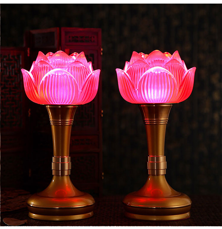 圆通礼品led七彩琉璃灯 莲花灯 佛供灯家用供佛灯长明灯插电供奉 6.