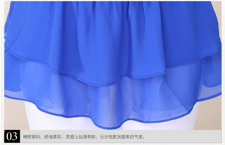 
                                        尚贵华2017中长款女式短袖订珠宽松显瘦大码雪纺衫可爱型气质上衣中长款学生衫 蓝色. XL                
