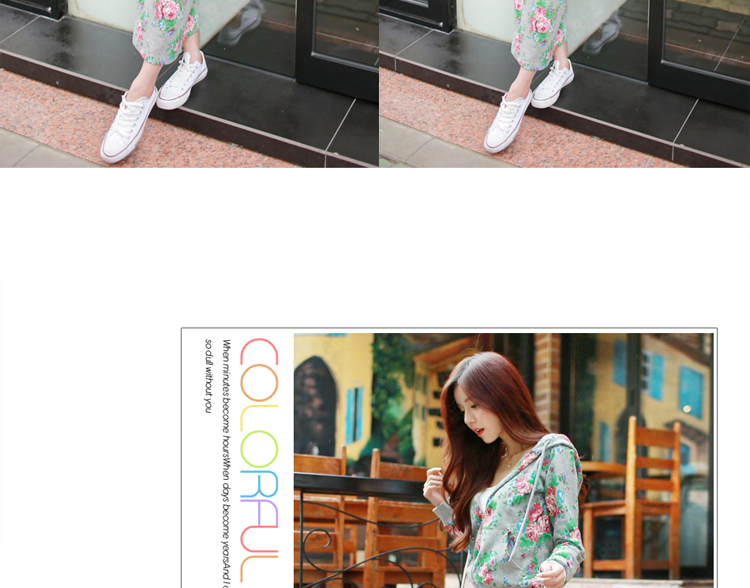 沃茜 秋装新款女装韩版碎花长裙运动休闲清新套装卫衣058# 图片色 L