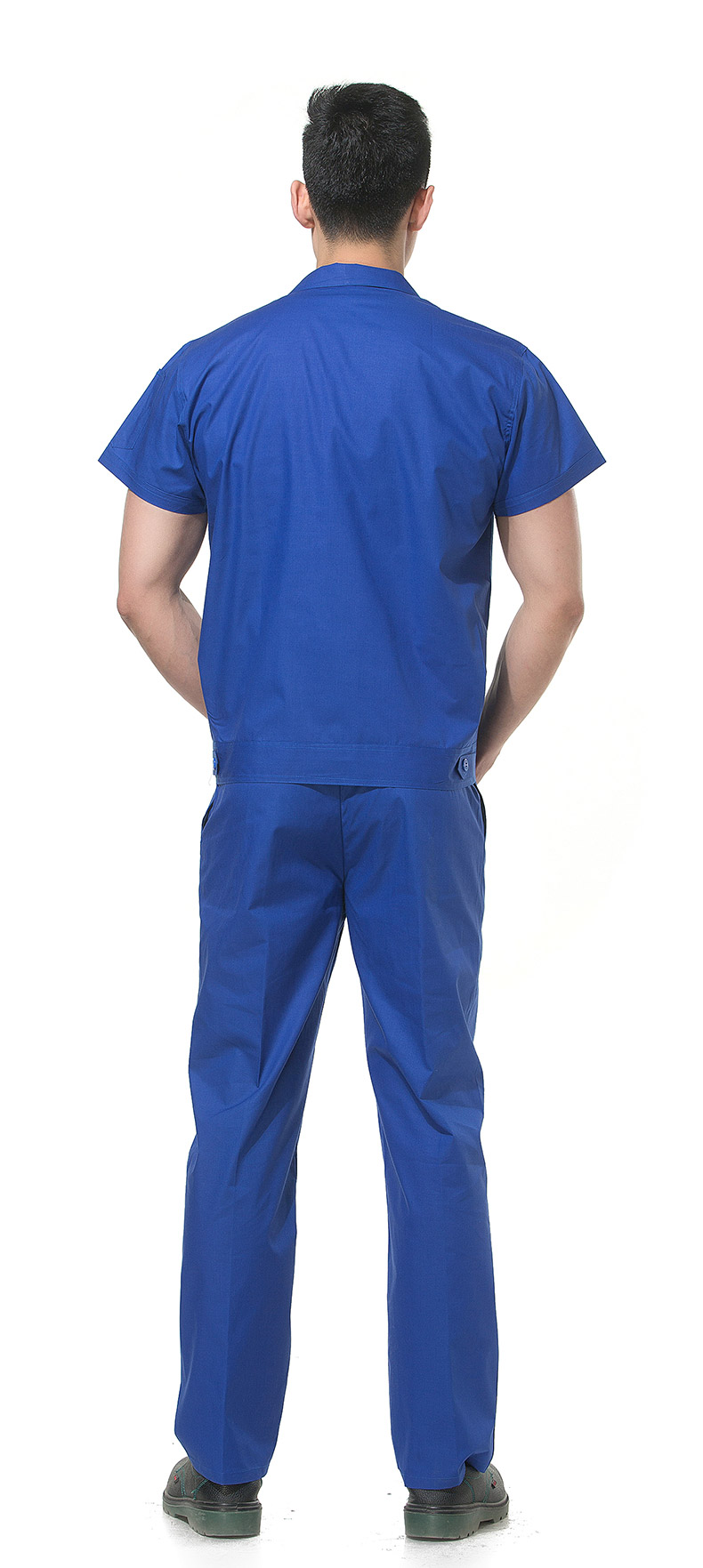 工程服短袖工作服 维修服套装车间后勤机修服电工服 蓝色 170