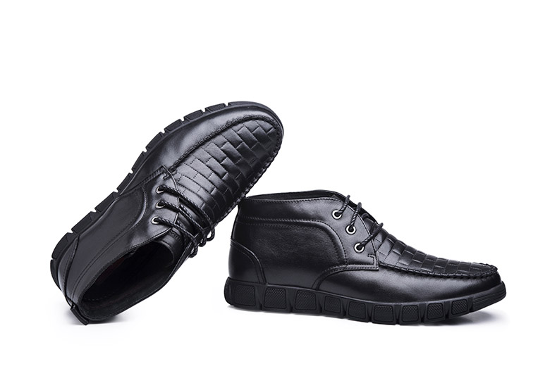 sheridan男鞋新款圆头系带牛皮男短靴保暖毛里商务休闲男靴w492255