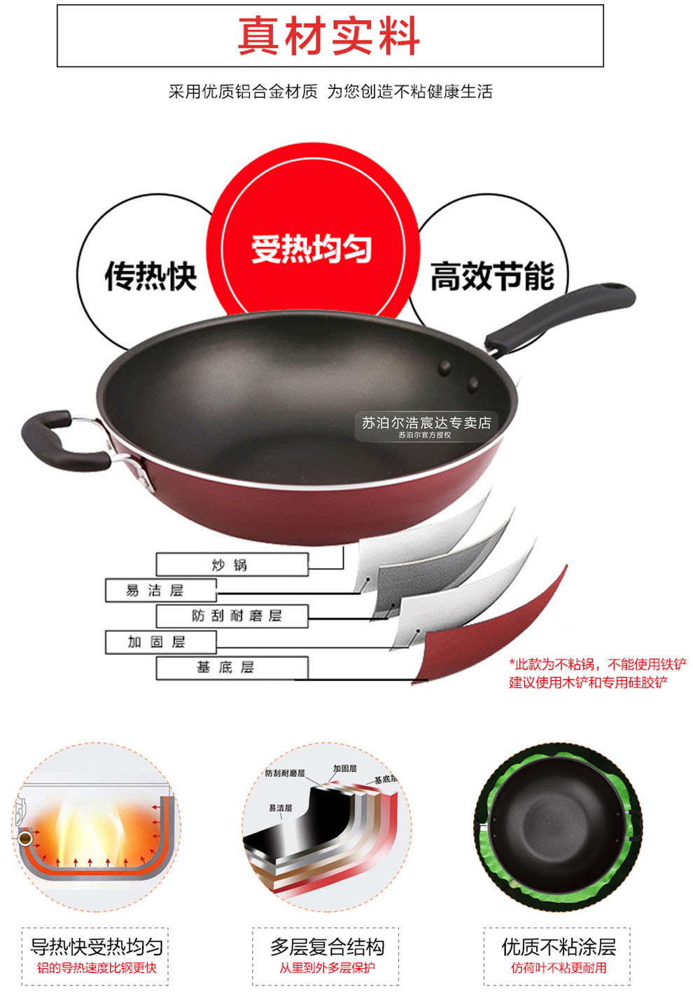 
                                        苏泊尔（SUPOR） 炒锅不粘锅32cm易清洁不生锈电磁炉炒菜锅NC32F4                