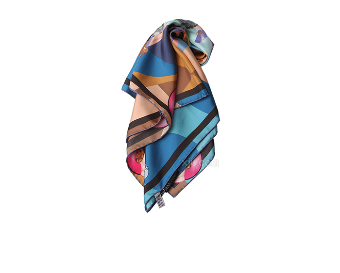 mantero1902 女士花朵图案真丝丝巾 蓝色 f