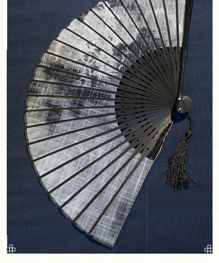 苏善夏季棉布日式男士扇子折扇古风日本男扇便携折叠小扇子定制 a棉麻