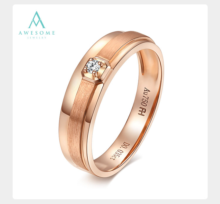 四叶草18k金饰钻石戒指求婚戒指结婚对戒设计师rl1171 女戒 手寸14