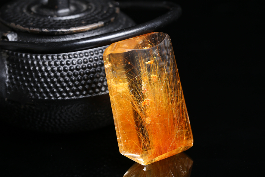 天然巴西金发晶无事牌吊坠 挂件 重24.53g