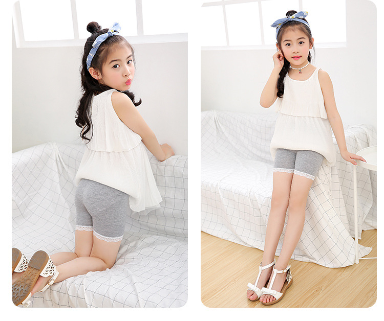 裤莫代尔内裤女岁宝宝四角夏儿童平角保险打底裤防走光短裤 白色单条