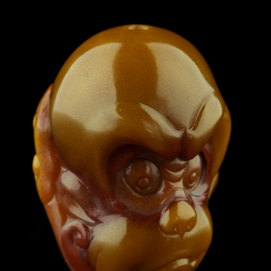 省级玉雕大师张松甫宣化上谷战国红《猴》27.6g