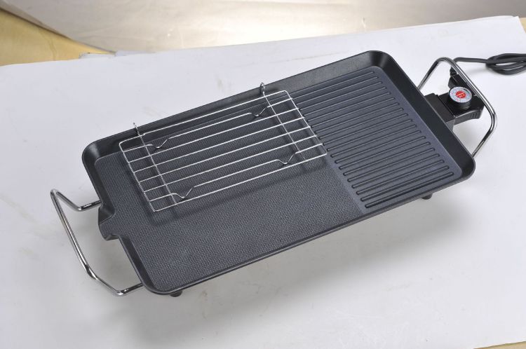 电烤盘 电烧烤炉 无烟家用不粘烤肉机 黑色 48*28cm