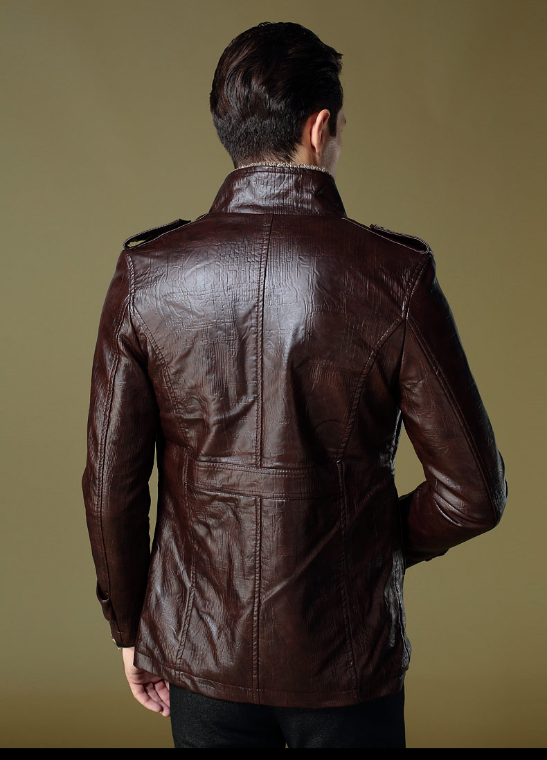 神州骆驼 加厚加厚皮衣男皮夹克 卡其 m