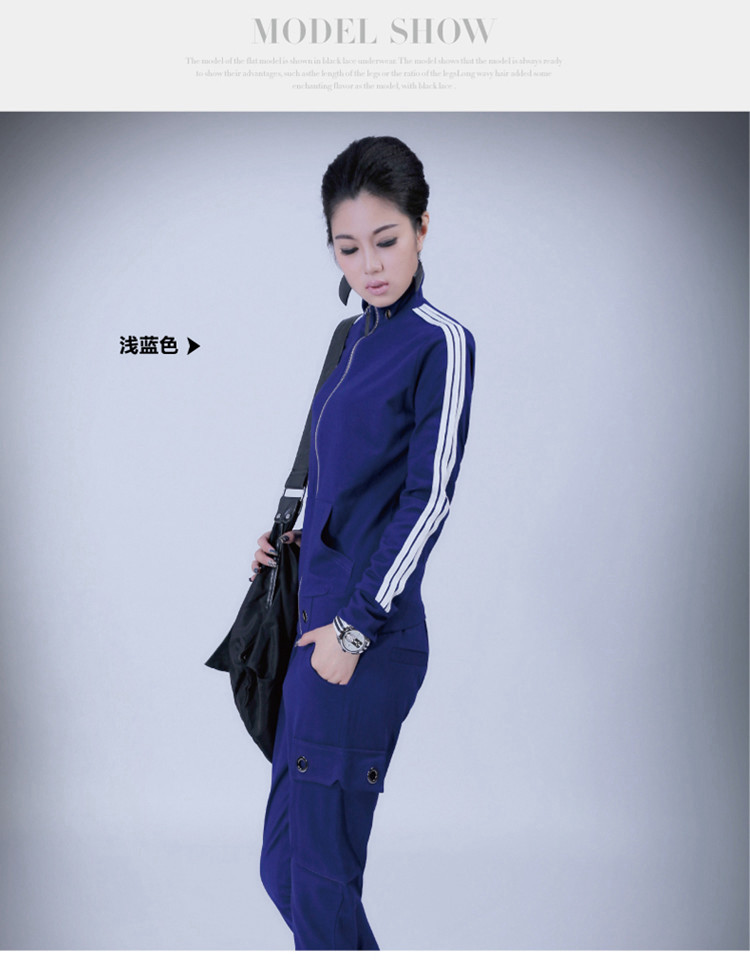 
                                        ENKEY2016春装新款卫衣套装女春套头韩版宽松休闲运动套装女春秋拉链长袖运动服套装长裤 黑色 XL                