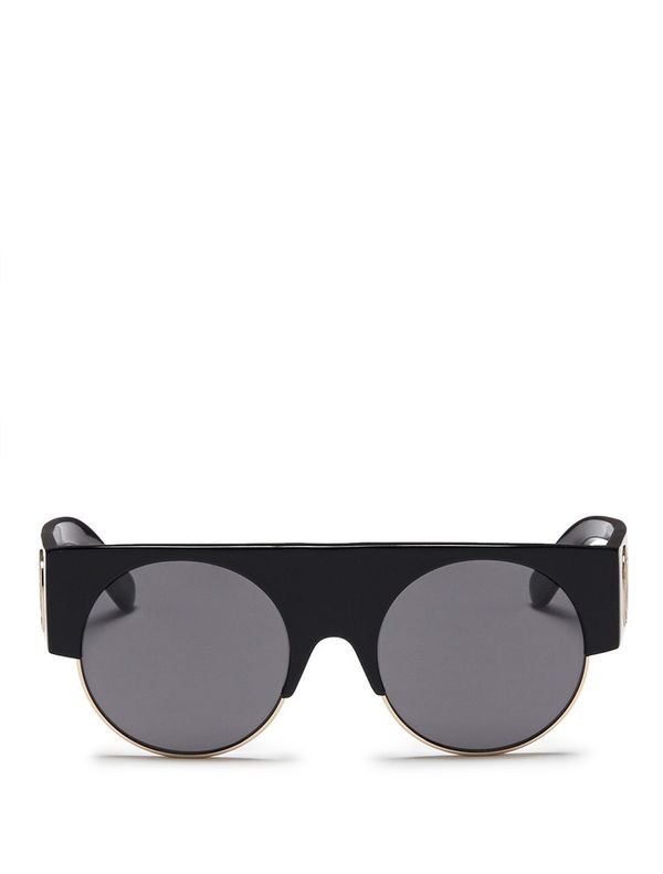 高田贤三/kenzo 徽标品牌金属丝边框醋纤太阳眼镜 black