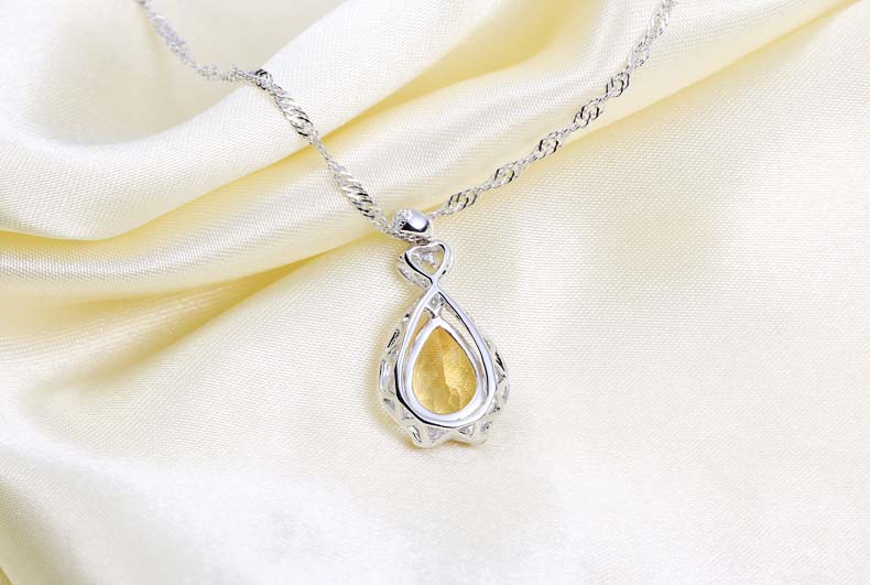 兴峰925银镀白金镶嵌项链吊坠 女款 韩版时尚首饰百搭 生日礼物