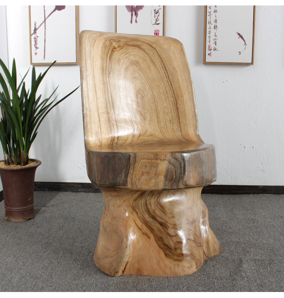 御腾臻藏 香樟木整木无拼接根雕靠背椅实木树根茶桌主人椅老板椅