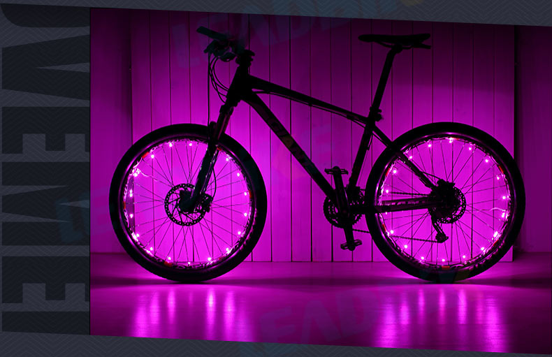 死飞自行车风火轮车轮七彩灯装饰山地车辐条灯led警示灯单车装备七彩