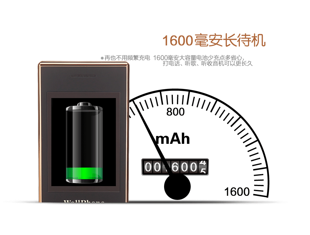 沃普丰 W2014 移动/联通2G翻盖老人手机 双卡双待 蓝色