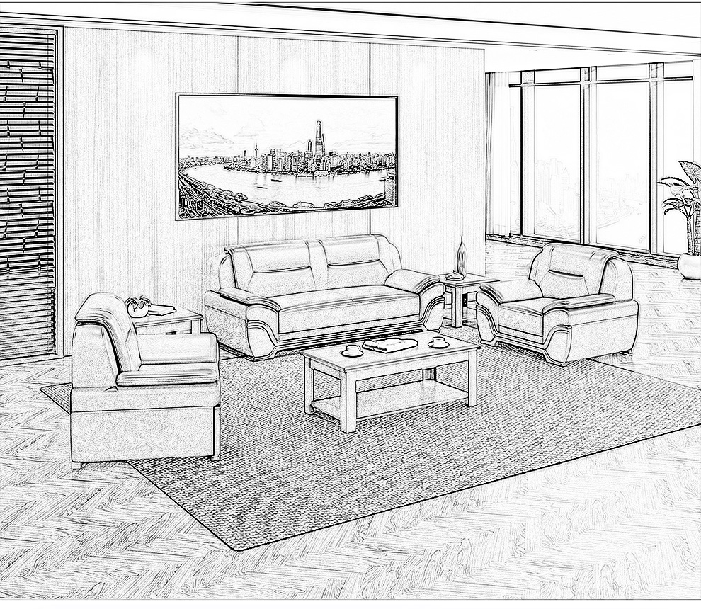 隆旭办公家具办公沙发茶几组合办公室简约会客接待沙发商务皮沙发咖啡