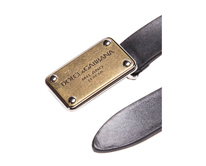 dolce&gabbana 杜嘉班纳 男士方形针扣牛皮腰带 黑色 85