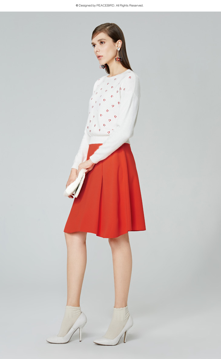 太平鸟女装2015冬装新品A型长裙A1GF44219 红色 M