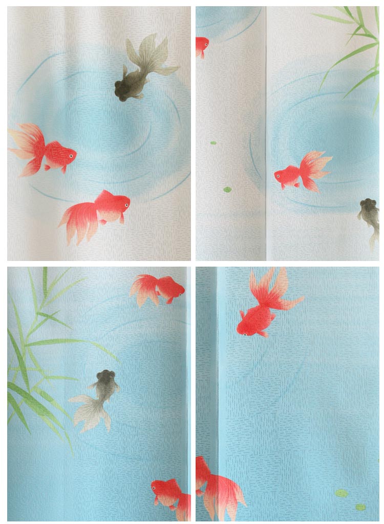 
                                        风雅荷塘 自由自在天兰色85*150CM 经编纱印花风水布艺门帘 隔断帘 送杆                