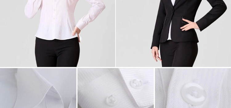 伯曼 2015新款春秋装女士白领长袖衬衫韩版职业工作服衬衣大码工装 蓝色斜纹V领 37