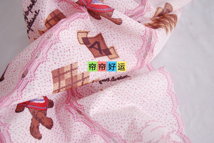 帘帘好运 四片可爱卡通熊针织印花台湾风水门帘 85宽150高 送杆 粉色四片熊 85cm宽150cm高