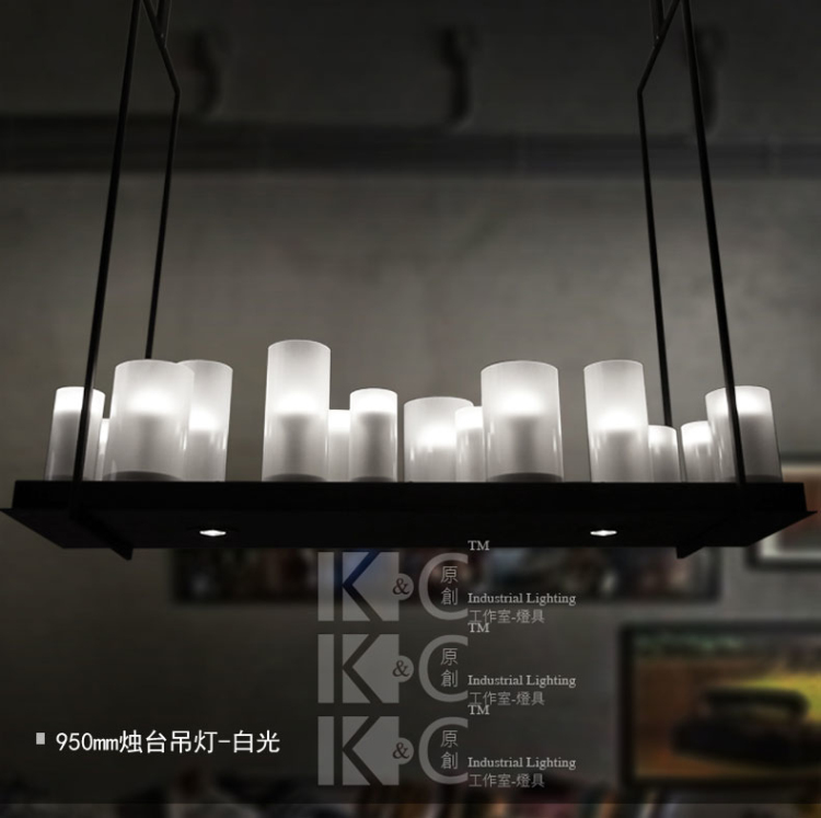 kc灯具 复古美式蜡烛吊灯北欧简约铁艺客厅灯浪漫焟烛台焟烛光灯酒杯 HZ-1.2米白光-20A