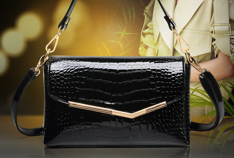 珍妮伯爵女包2016春夏新款女包欧美时尚亮面单肩包鳄鱼纹斜跨包小包包