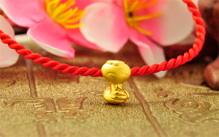 萌趣12生肖 黄金/足金手链/手绳 宝宝周岁礼 定价 鸡 送红手绳 金重约