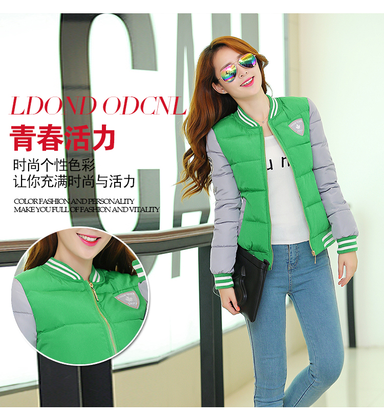 旭熙2015秋冬新款糖果色棉服加厚棒球夹克短外套女XQ502 粉红 XXL