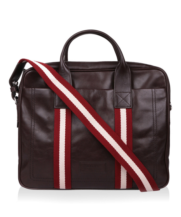 巴利bally男士斜挎包棕色牛皮tedal