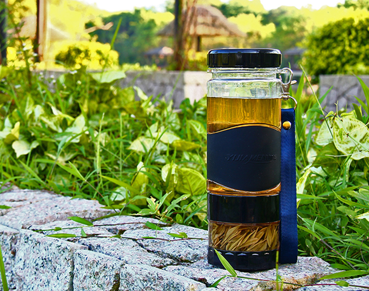 宜加美塑料水杯500ml 透明杯子过滤网茶杯旅行杯A26 A26 黑色500ML