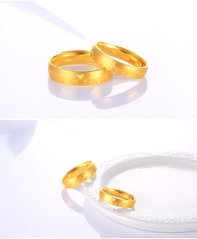 七夕情人节礼物金龙珠宝黄金戒指情侣款9999足金一生一世情侣戒指婚庆