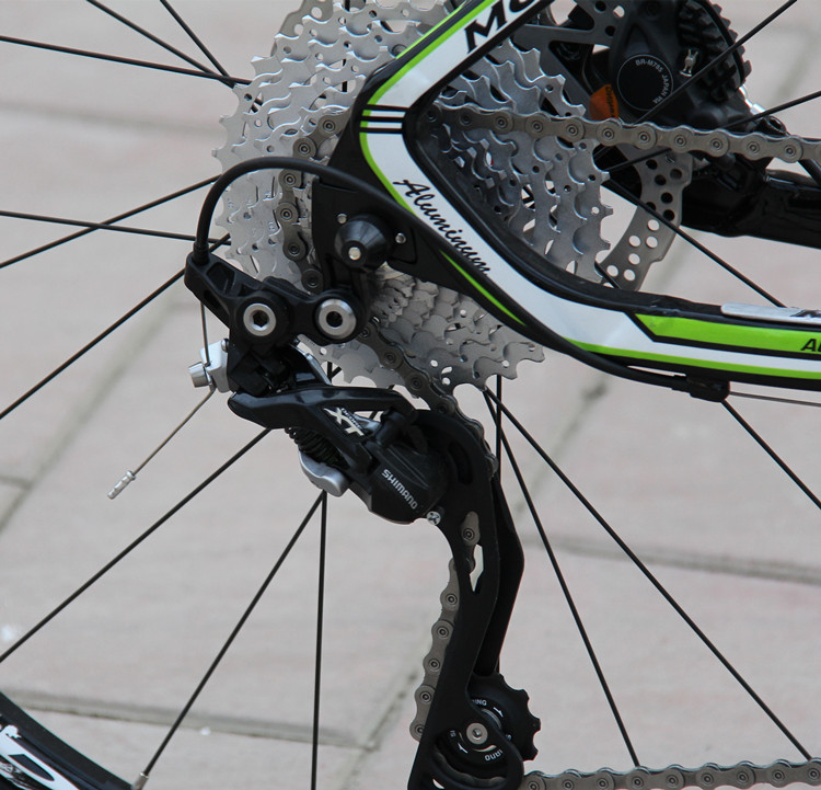 那女变速油刹山地车自行车超轻公路车 30速黑绿色