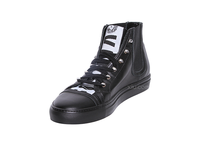 versus 范瑟丝 男士印花真皮休闲鞋 黑色 41