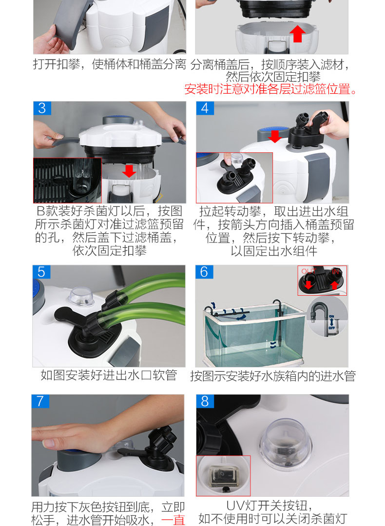 森森鱼缸过滤器外置水族箱过滤桶静音hw hw303a 3kg滤材(适合1-1.