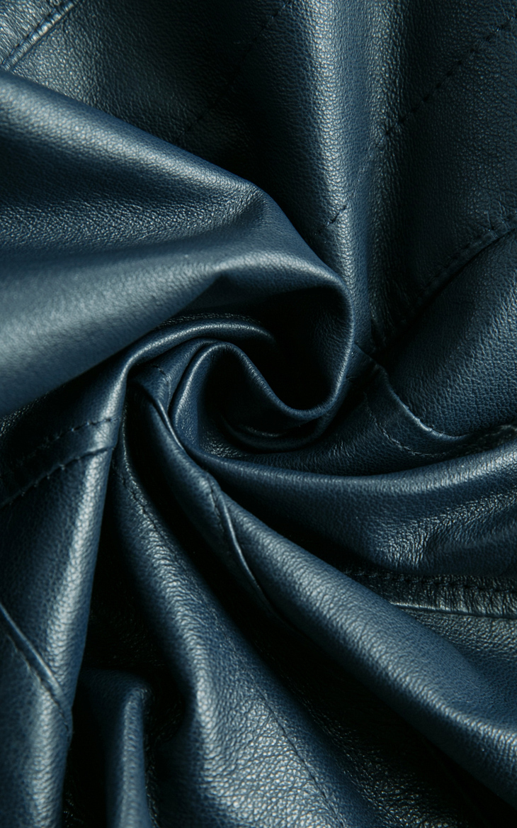 only2016春装新品猪皮拉链装饰立领短款皮衣女t|116110010 深蓝 160