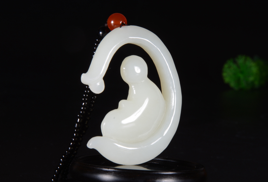 和田玉白玉悟道挂件39.92克 【玖润珠宝玉器】