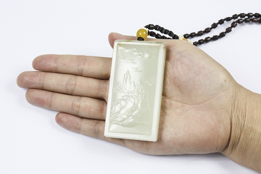 和田白玉山水牌 71.140克【玉石传奇和田玉】