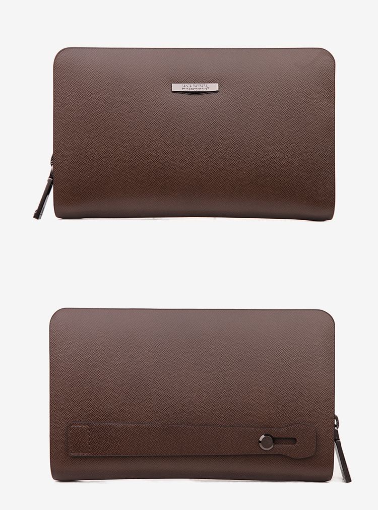 圣大保罗polo男士手包双拉链复古手抓包大容量真皮手拿包 京东配送