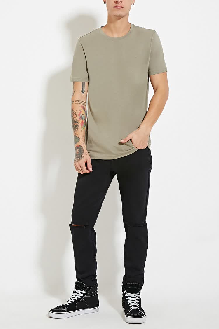 forever21 男士百搭简约全棉短袖t恤 浅橄榄色 l