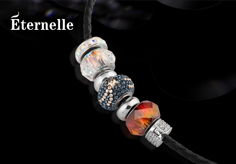 法国eternelle施华洛世奇水晶潘diy多拉风格手链 真皮s925手环情人节