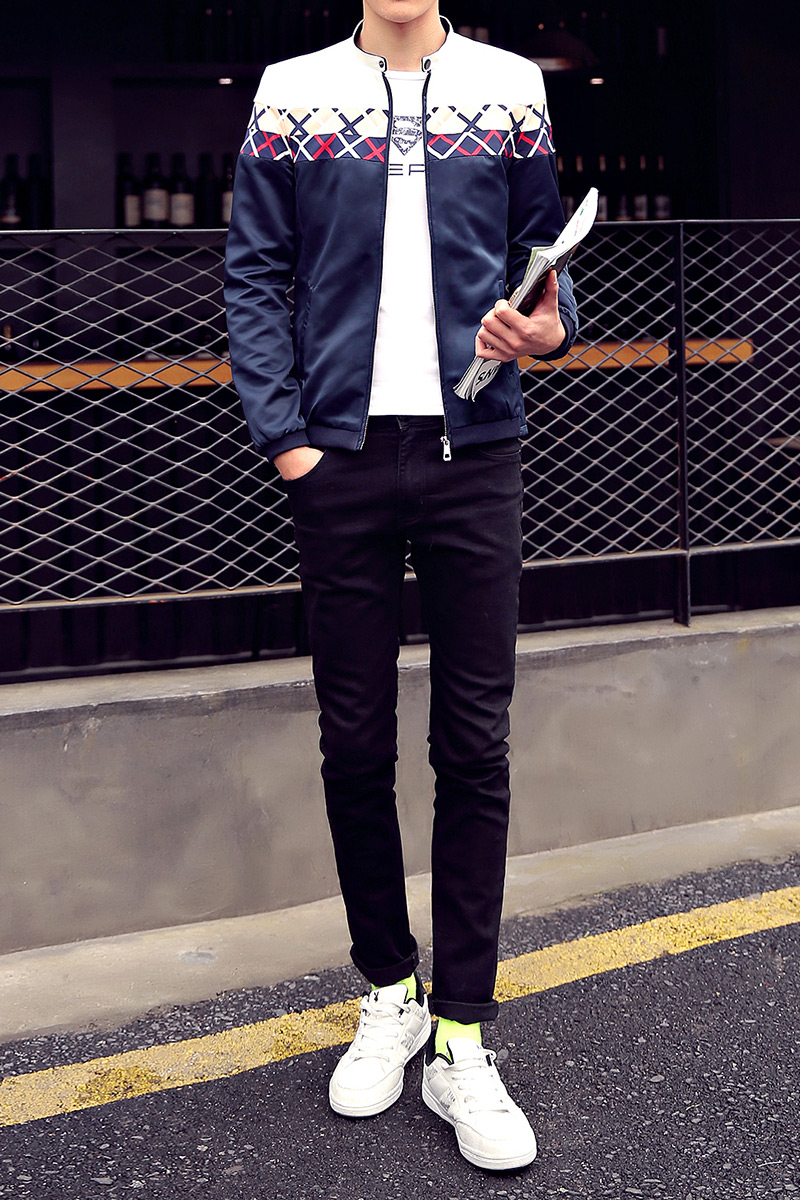 春秋装韩版修身型男装棒球服男士青年夹克大码外套男开衫j853 j853