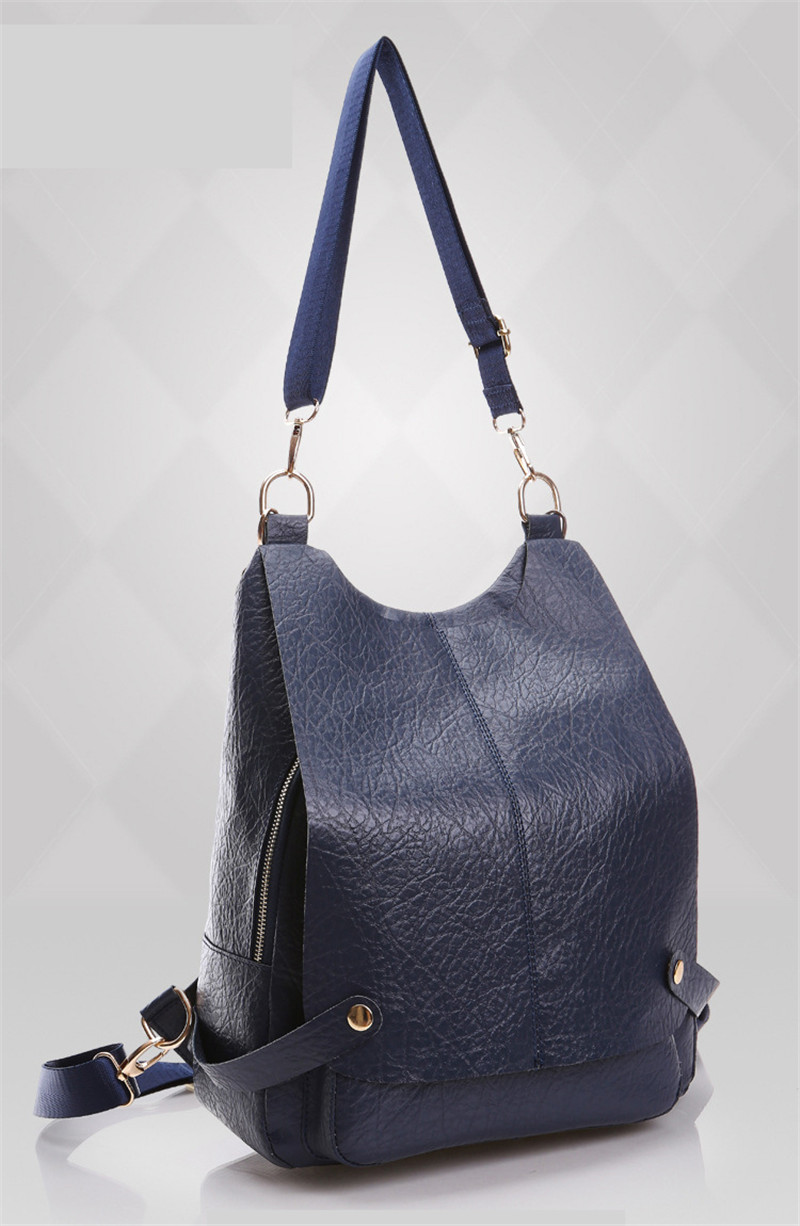 flipped斐莉德 欧美风时尚青年纯色女包手提包盖式双肩牛皮背包 红色