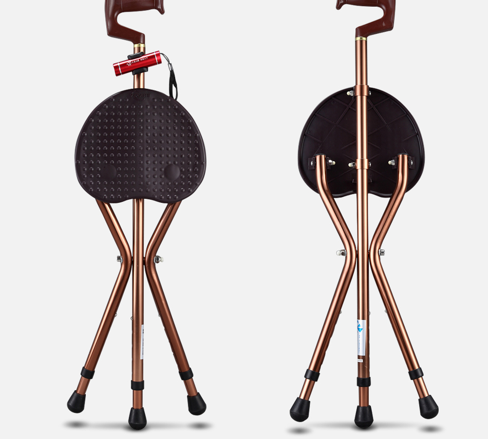 雅德 拐杖凳老人手杖三脚拐棍椅子行走助行器助步器 蓝色