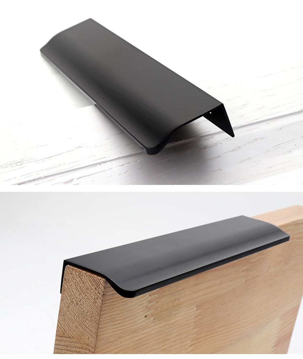 富达铭隐形拉手黑色橱柜暗拉手加长衣柜门把手拉手美式抽屉拉手现代